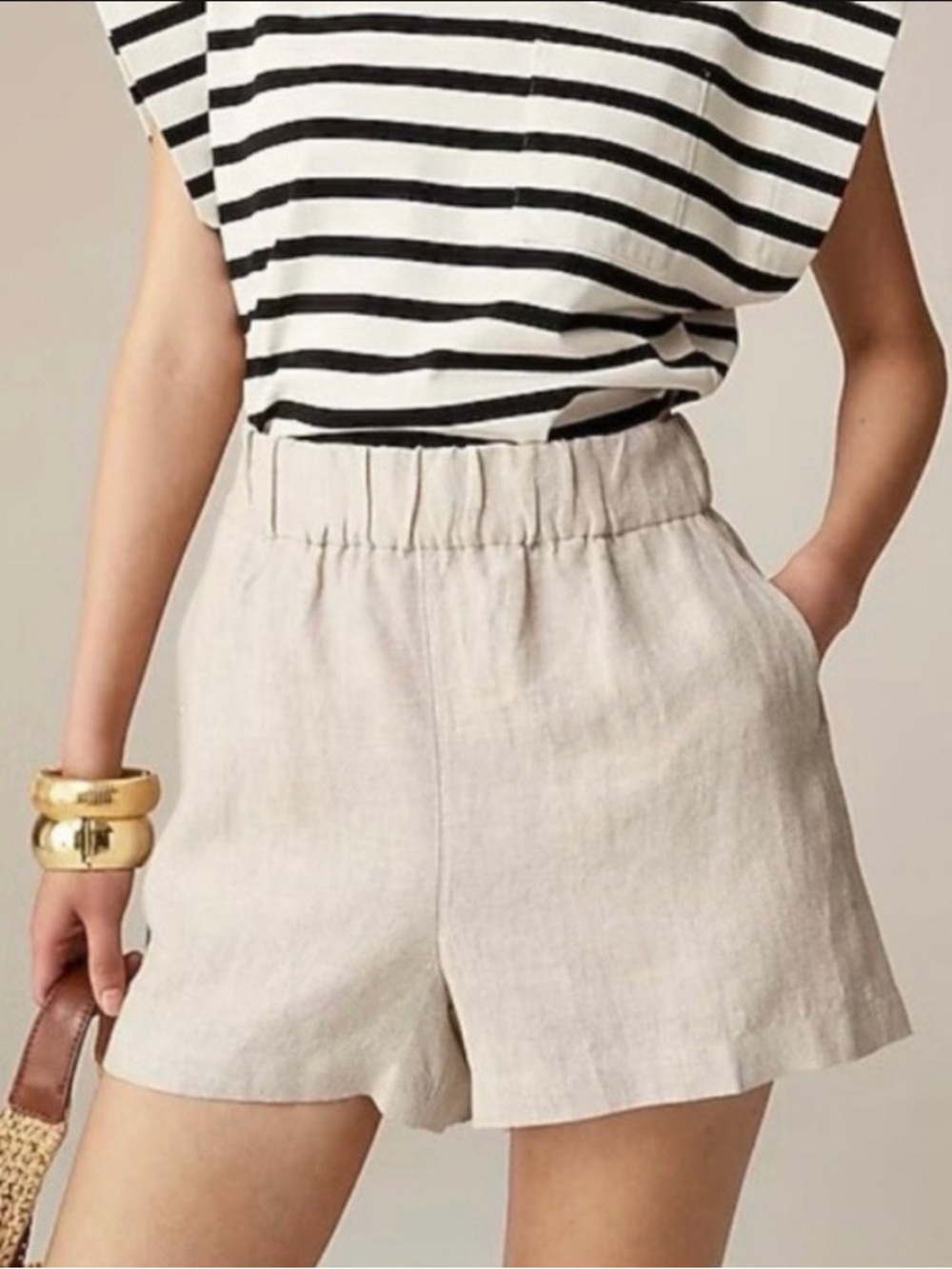 Banana Republic Tropez flax beige linen high waisted shorts size Medium